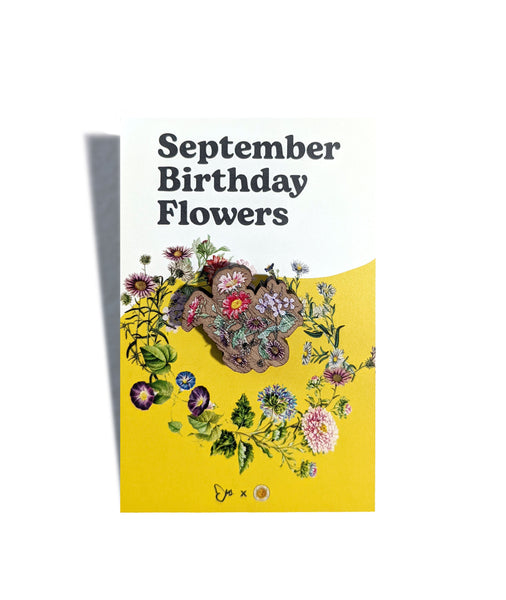 September Birthday Flowers Wooden Pin